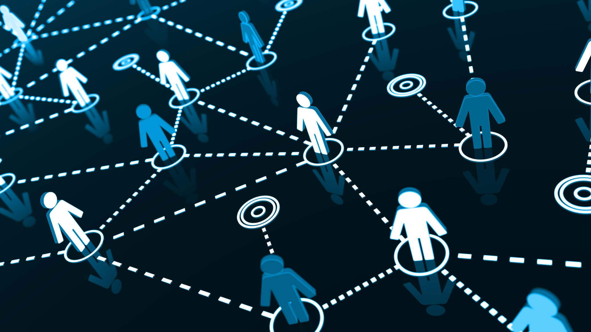 Representación de una red interconectada de personas simbolizando trabajo colaborativo y comunicación organizacional